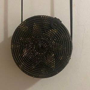 Round Woven Crossbody Bag